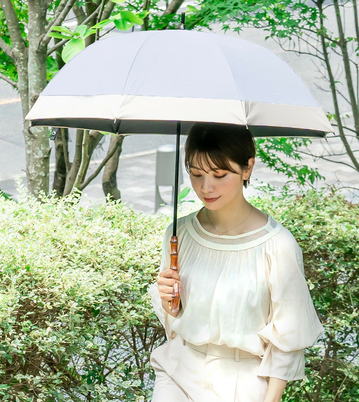 芦屋ロサブラン　ミドル　コンビ　日傘　高級　アイリス×アイボリー ミドル コンビ | 芦屋ロサブラン