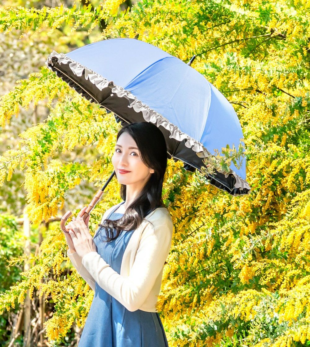 芦屋ロサブラン 日傘 ミドルサイズ シングルフリル　アイボリー ミドル フリル | 芦屋ロサブラン