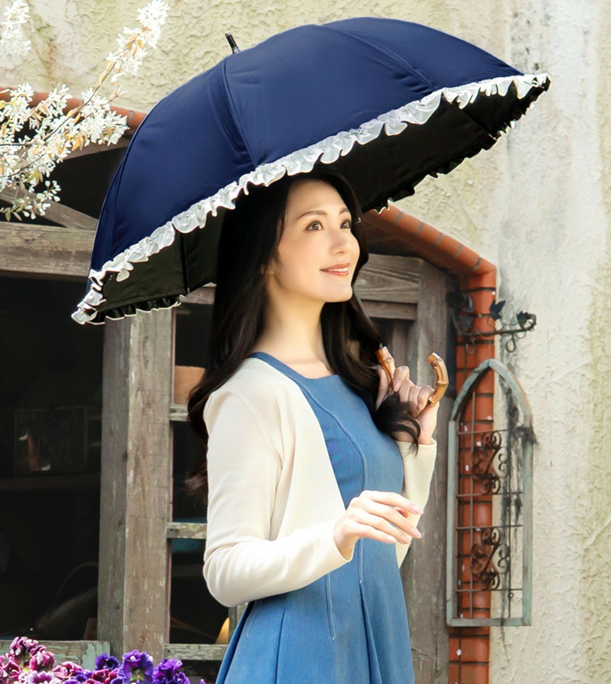 日傘芦屋ロサブラン 完全遮光日傘 美品 ロサブラン 日傘 完全遮光 折りたたみ uv 晴雨兼用 軽量 2段