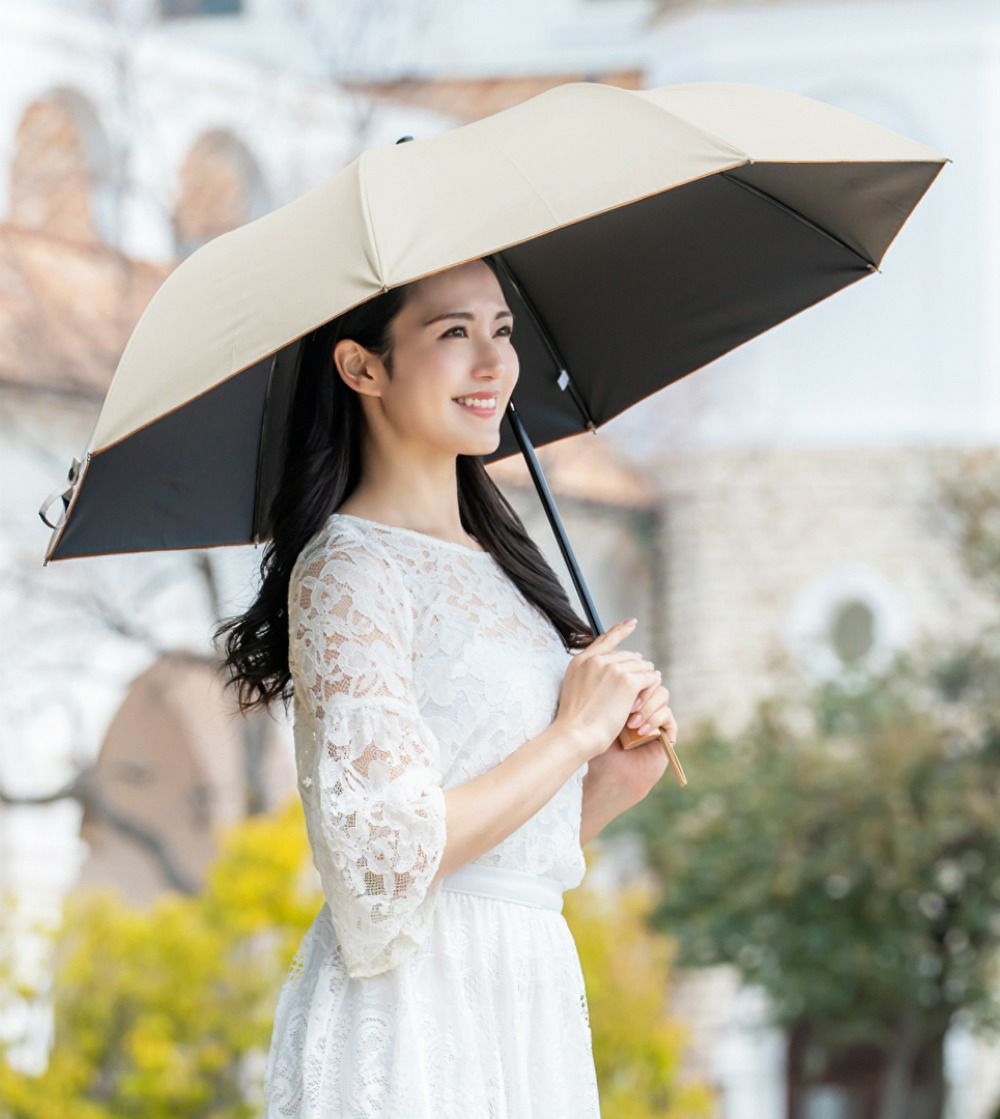 芦屋ロサブラン　ミドル　コンビ　日傘　高級　アイリス×アイボリー 2段折りミドル プレーン | 芦屋ロサブラン