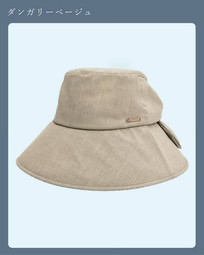 【試着のみ】クロスリボンハット つば10cm ダンガリーベージュ 訳ありセール 30%OFF】クロスリボンハット/つば裏10cm | 芦屋ロサブラン